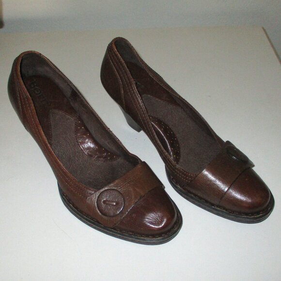 Born Womens Brown Leather Heel Pump - Size 6M - Picture 2 of 8